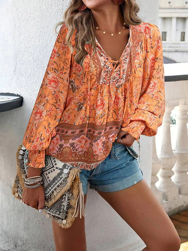 Savina | Blouse femme florale coupe détendue, flatteuse en tissu respirant