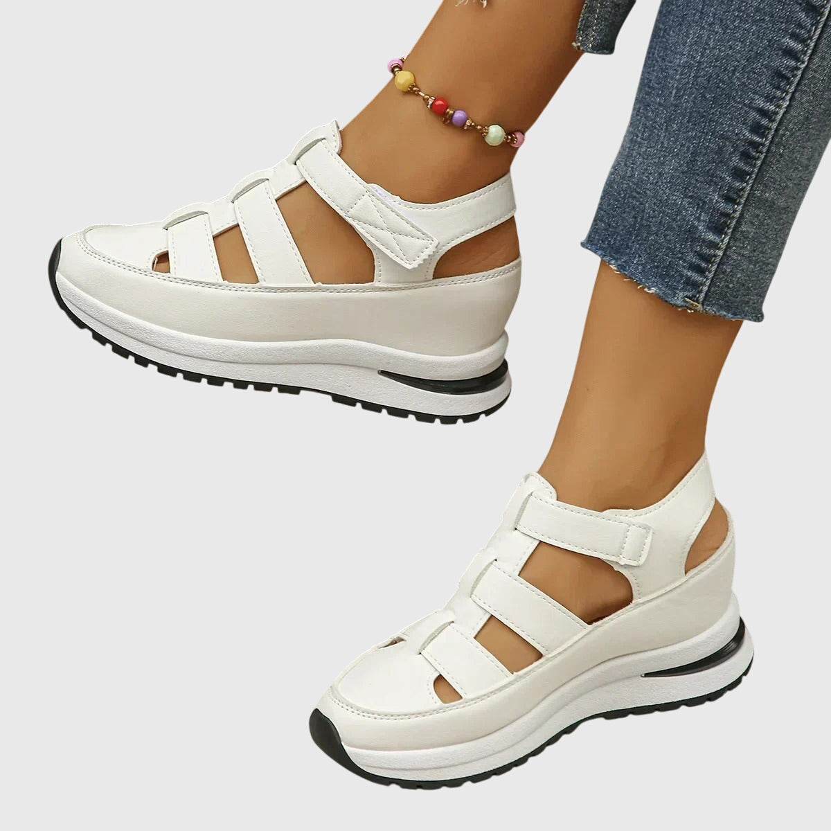 Orlina | Sandales-baskets femme confortables, semelle rehaussée pour l'été