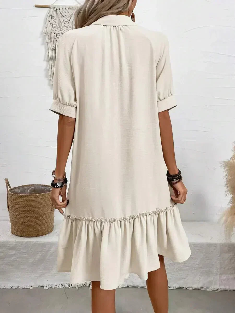 Anna-Rose | Robe femme trapèze à volants, légère respirante et élégante pour l'été