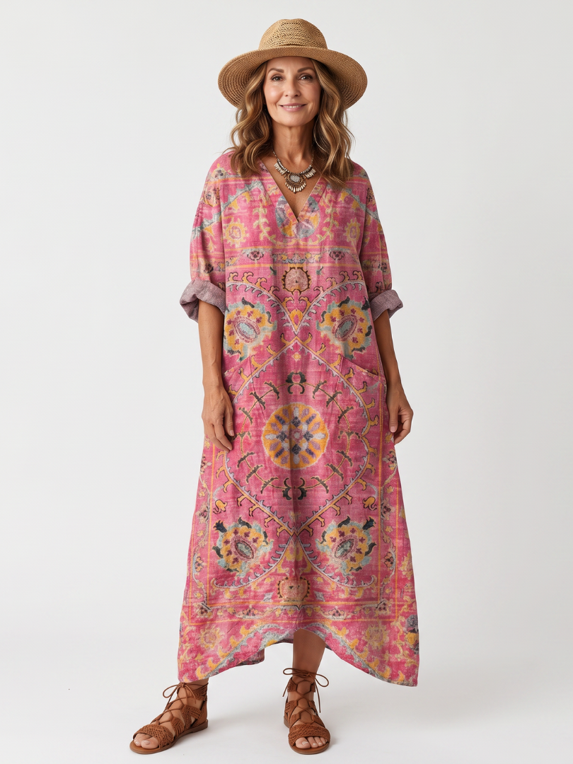 Tilda | Robe midi femme décontractée à poches, imprimé abstrait