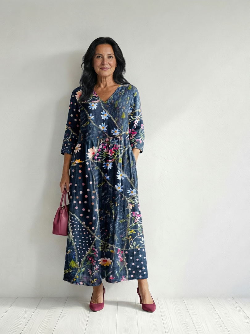 Zane | Robe midi femme fleurie à fronces, confortable et facile à porter