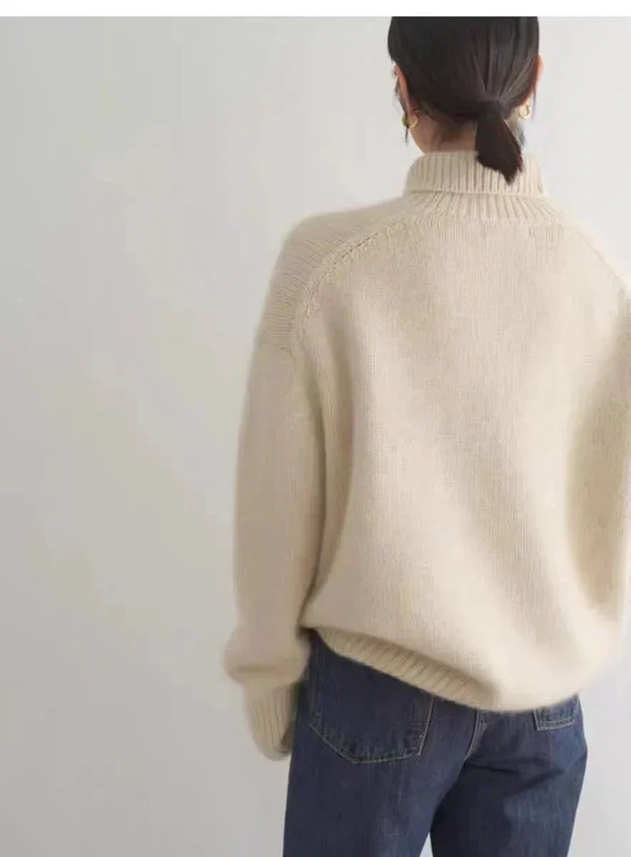 Elia | Pull col roulé femme en cachemire léger, chaud et doux