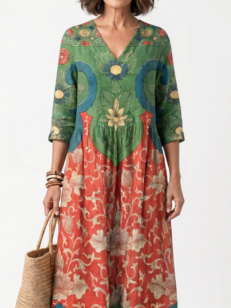 Georgette | Robe midi femme légère à motifs, poches pour tenue décontractée