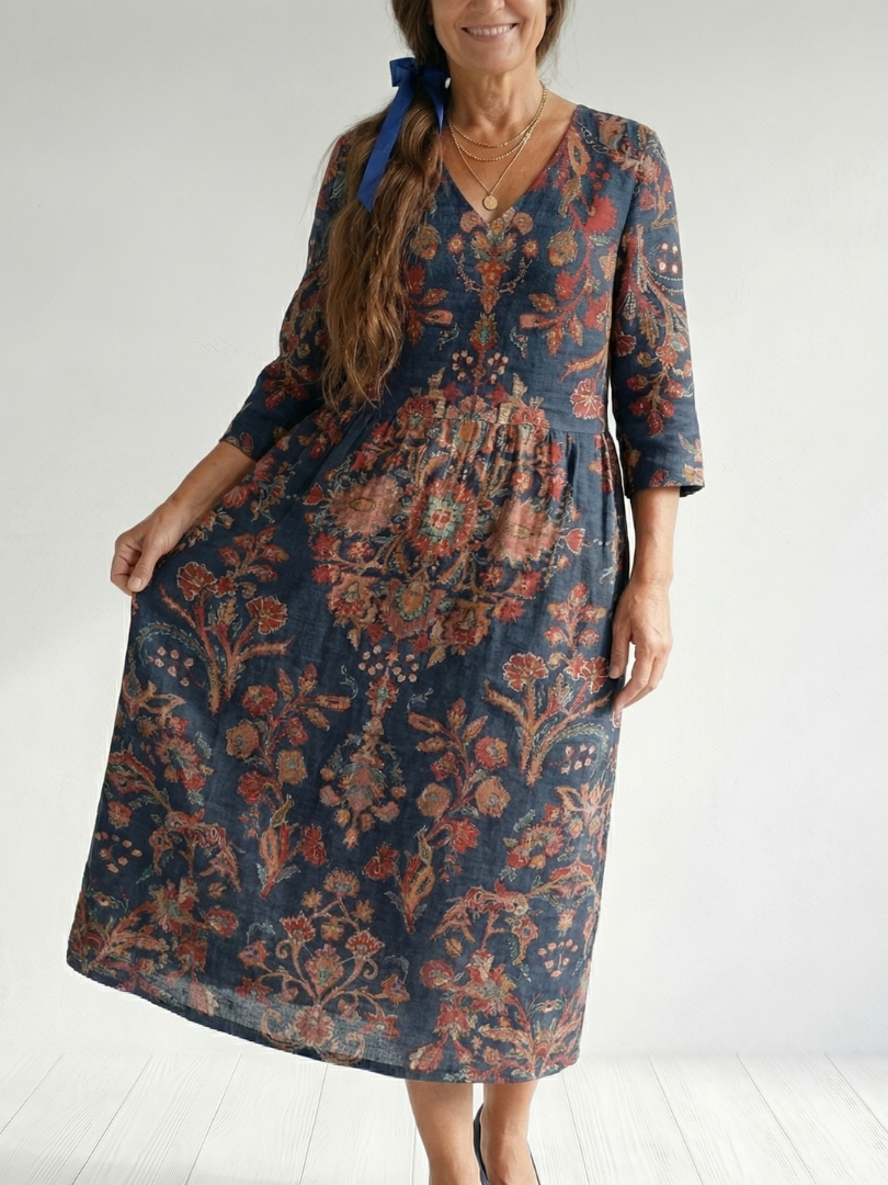 Augustine | Robe midi femme douce légère, taille élastiquée tissu respirant
