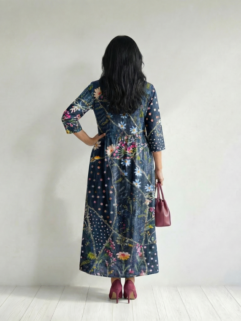 Zane | Robe midi femme fleurie à fronces, confortable et facile à porter