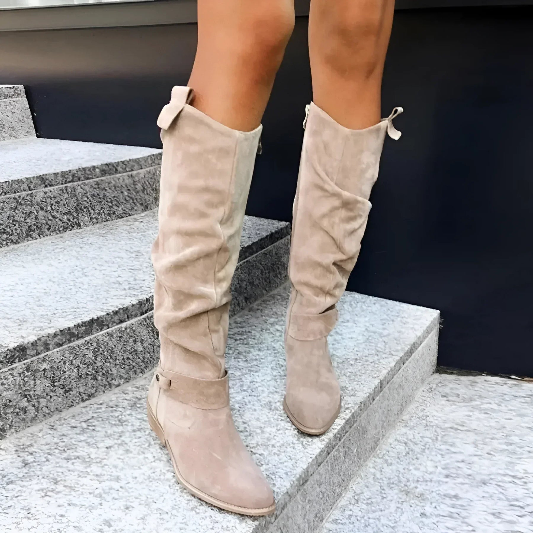 Bottes Hautes Femme en Daim Souple Coupe Décontractée