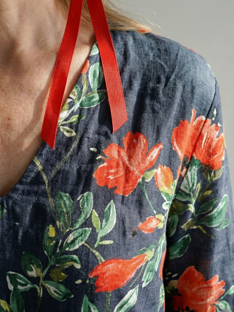 Célestine | Robe midi femme florale décontractée, coupe ample tissu doux naturel