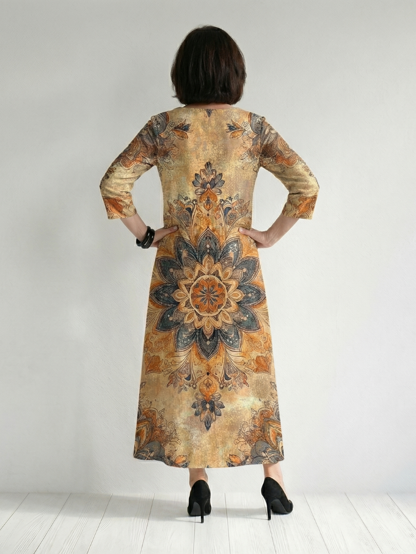 Damon | Robe midi femme imprimé floral, légère fluide col V