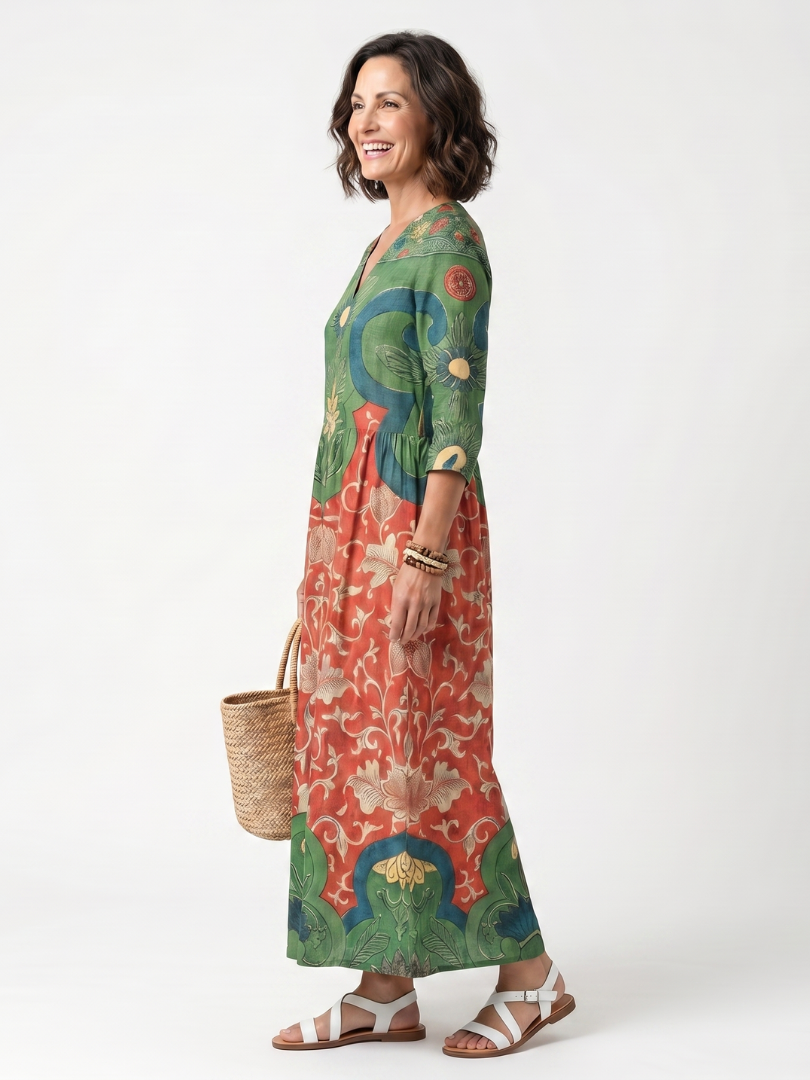 Georgette | Robe midi femme légère à motifs, poches pour tenue décontractée
