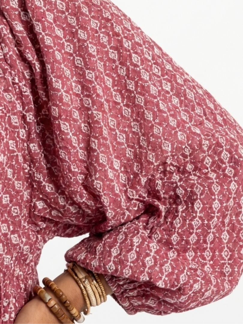 Arlette | Robe midi femme à manches longues, imprimé géométrique
