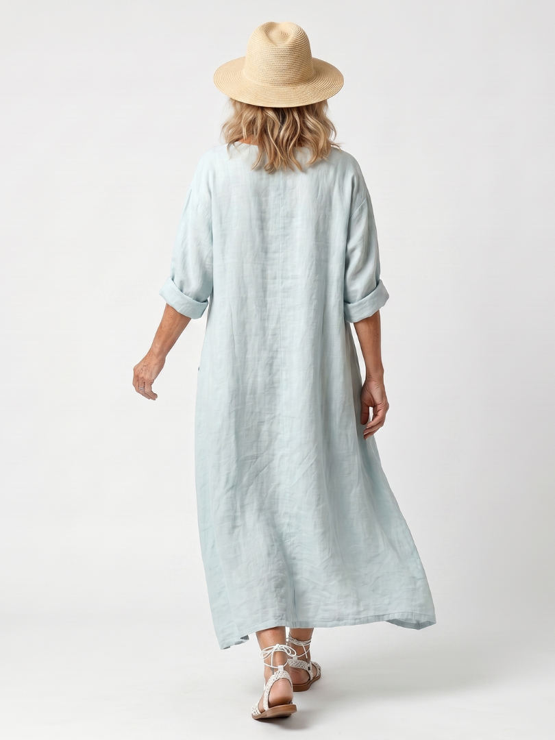 Kassiani | Robe midi femme oversize à poches, panneau brodé