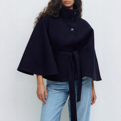 Manteau Femme Cape à Col Haut Élégant d'Hiver