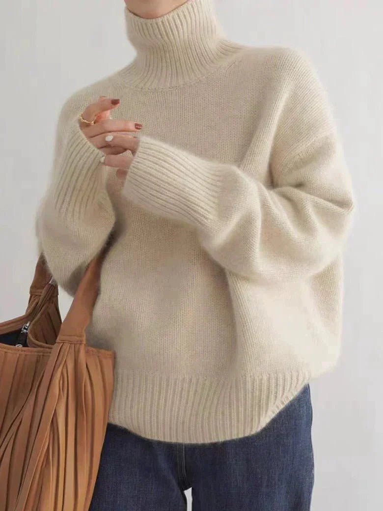 Elia | Pull col roulé femme en cachemire léger, chaud et doux