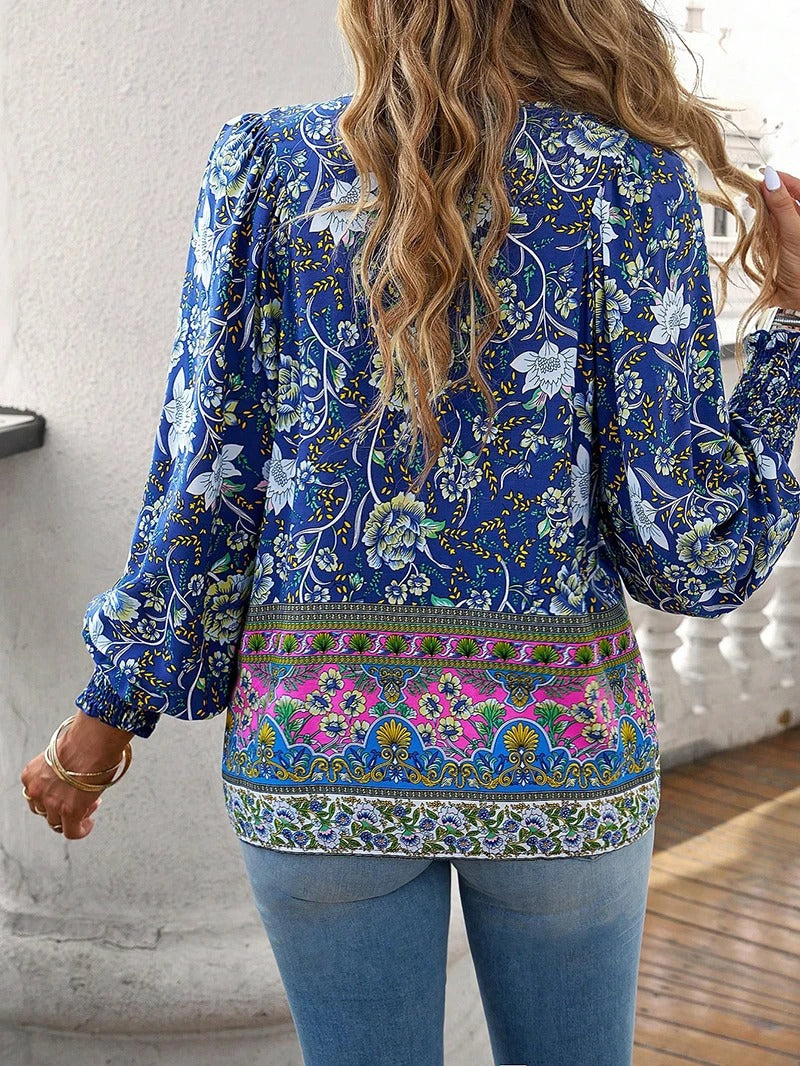Savina | Blouse femme florale coupe détendue, flatteuse en tissu respirant