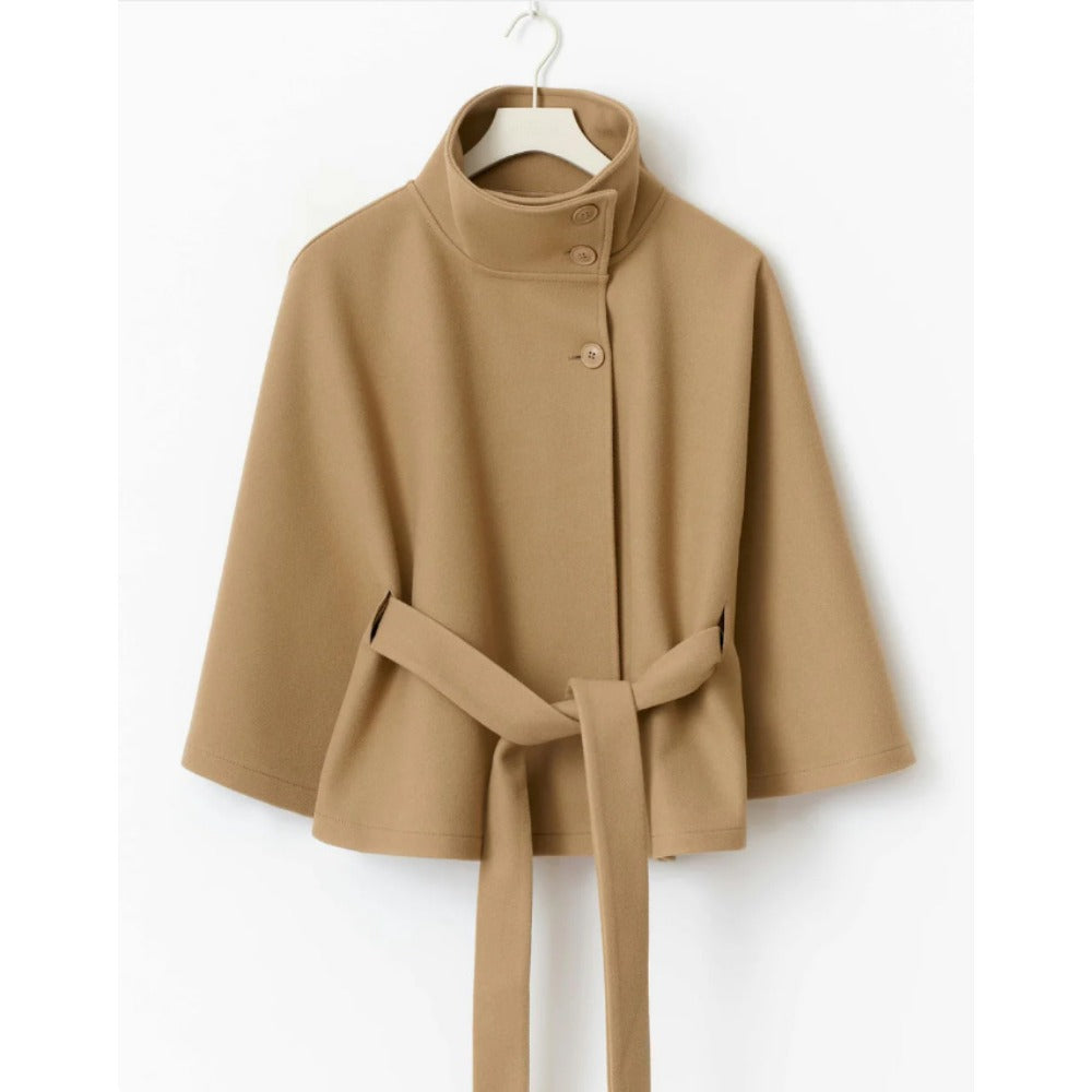 Manteau Femme Cape à Col Haut Élégant d'Hiver