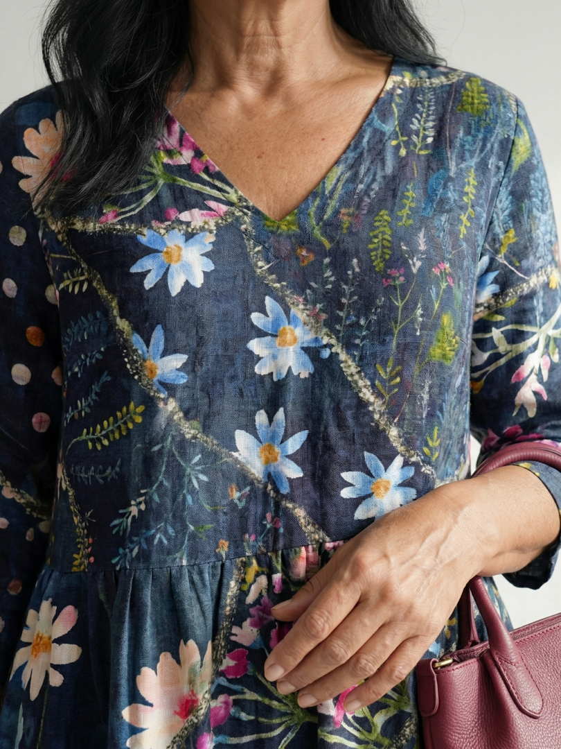 Zane | Robe midi femme fleurie à fronces, confortable et facile à porter