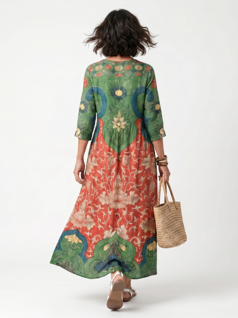 Georgette | Robe midi femme légère à motifs, poches pour tenue décontractée