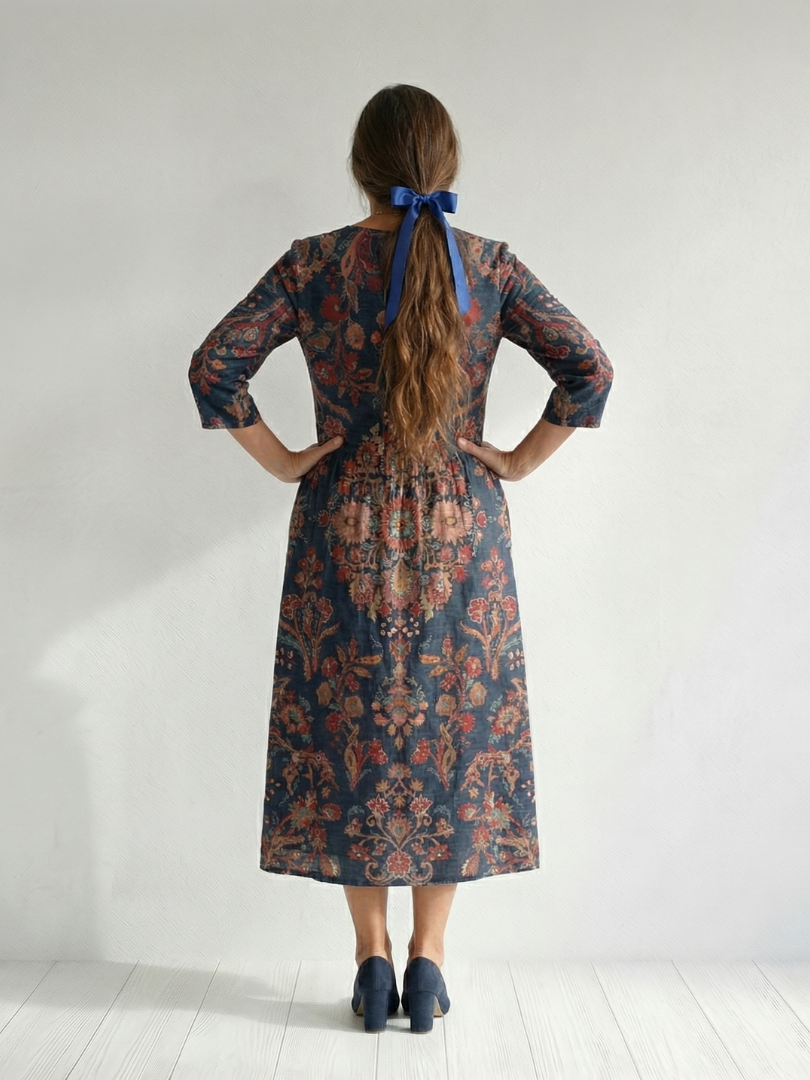 Augustine | Robe midi femme douce légère, taille élastiquée tissu respirant