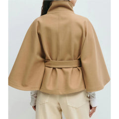 Manteau Femme Cape à Col Haut Élégant d'Hiver