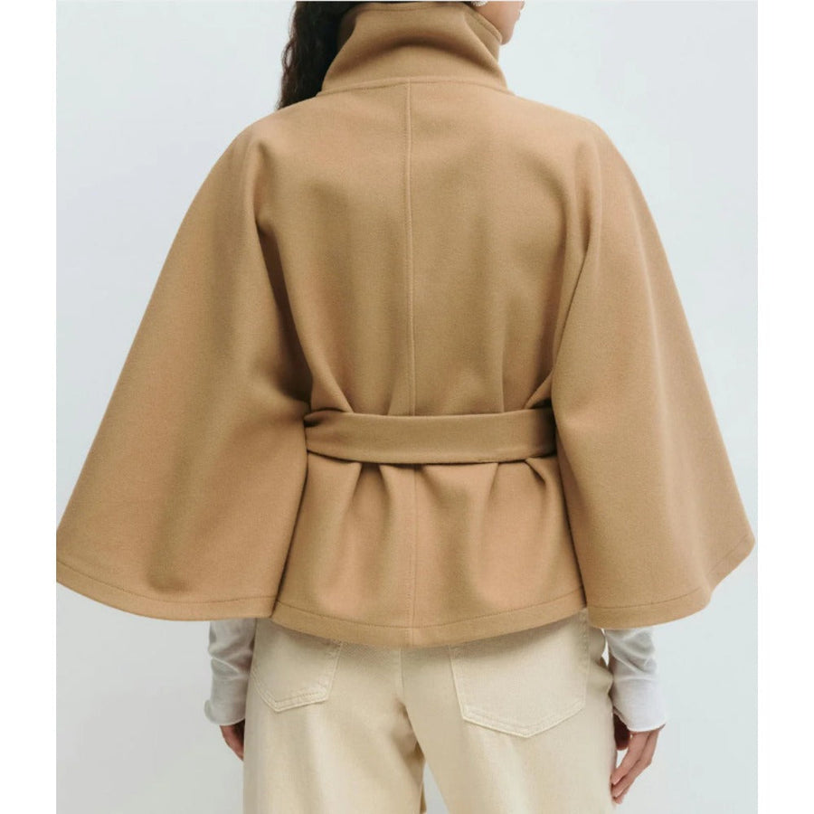 Manteau Femme Cape à Col Haut Élégant d'Hiver