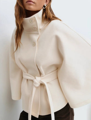 Manteau Femme Cape à Col Haut Élégant d'Hiver