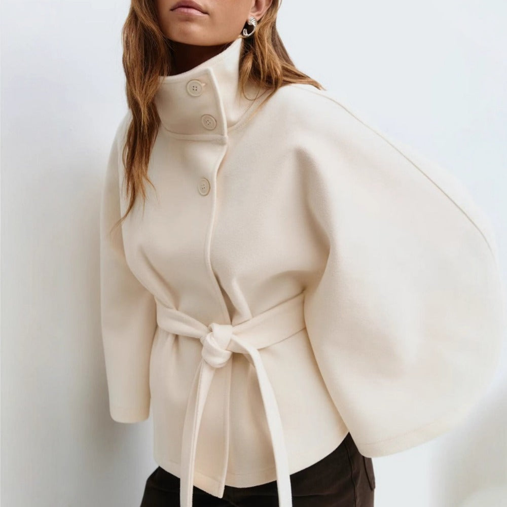 Manteau Femme Cape à Col Haut Élégant d'Hiver