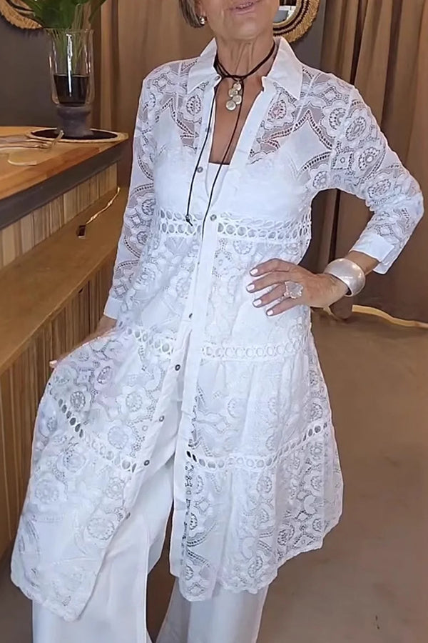 Cassia | Chemise femme boutonnée en dentelle, élégante et intemporelle