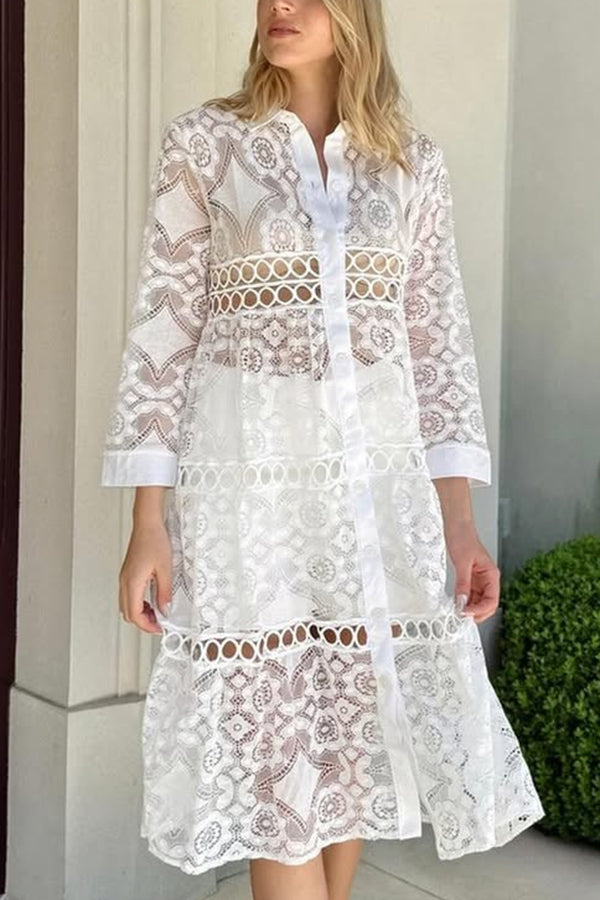 Cassia | Chemise femme boutonnée en dentelle, élégante et intemporelle