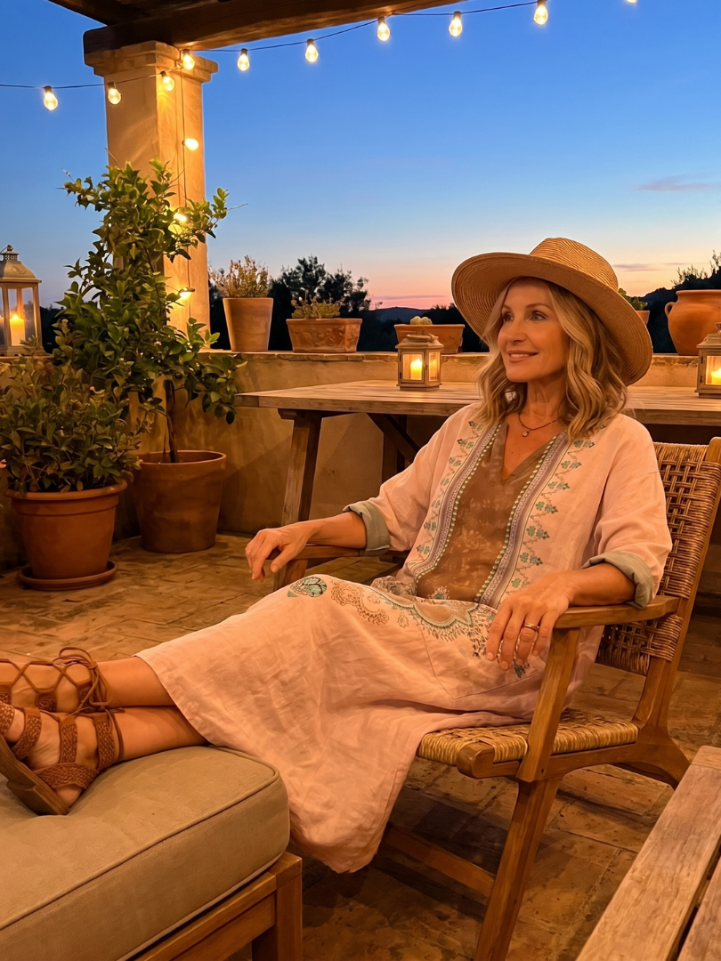 Kenza | Robe midi femme décontractée à poches, panneau brodé