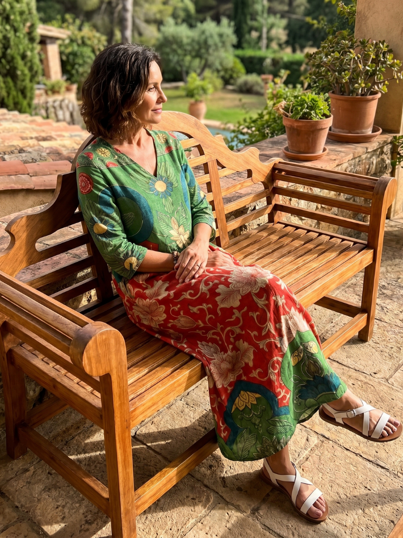 Georgette | Robe midi femme légère à motifs, poches pour tenue décontractée
