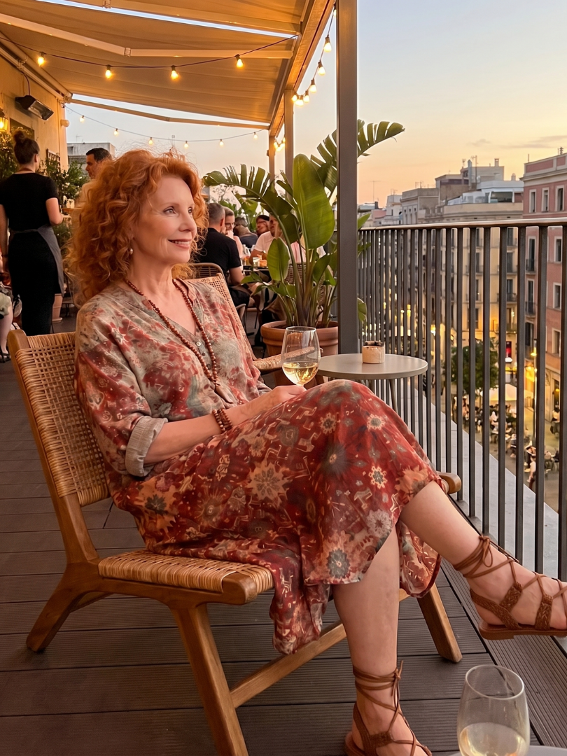 Saffron | Robe midi femme décontractée à poches, motifs mélangés