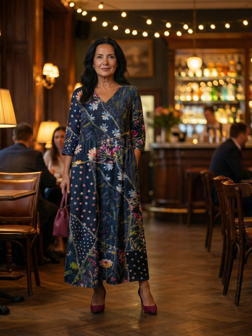 Zane | Robe midi femme fleurie à fronces, confortable et facile à porter