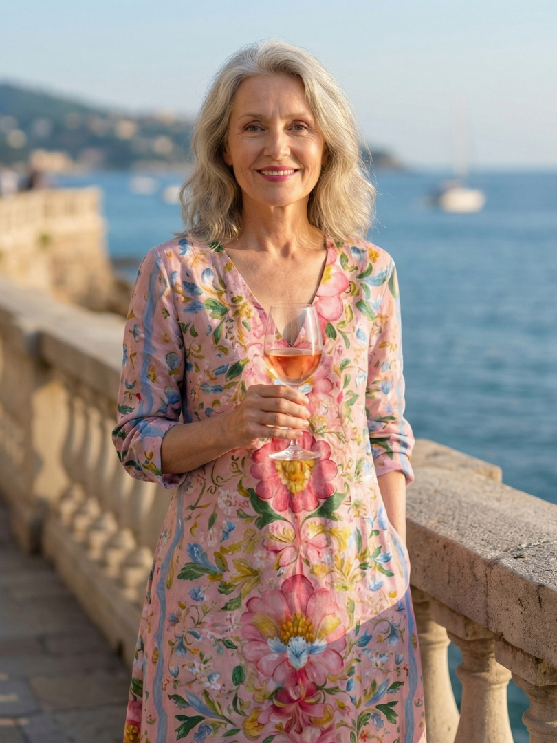 Domitille | Robe midi femme imprimé floral, fluide légère col V bohème chic