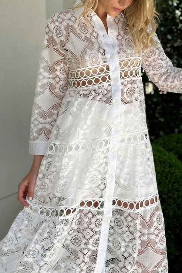 Cassia | Chemise femme boutonnée en dentelle, élégante et intemporelle