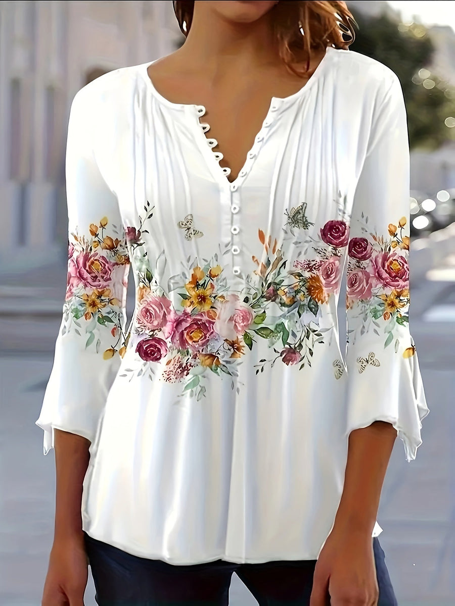 Janet | Tunique femme imprimé floral, légère respirante et chic