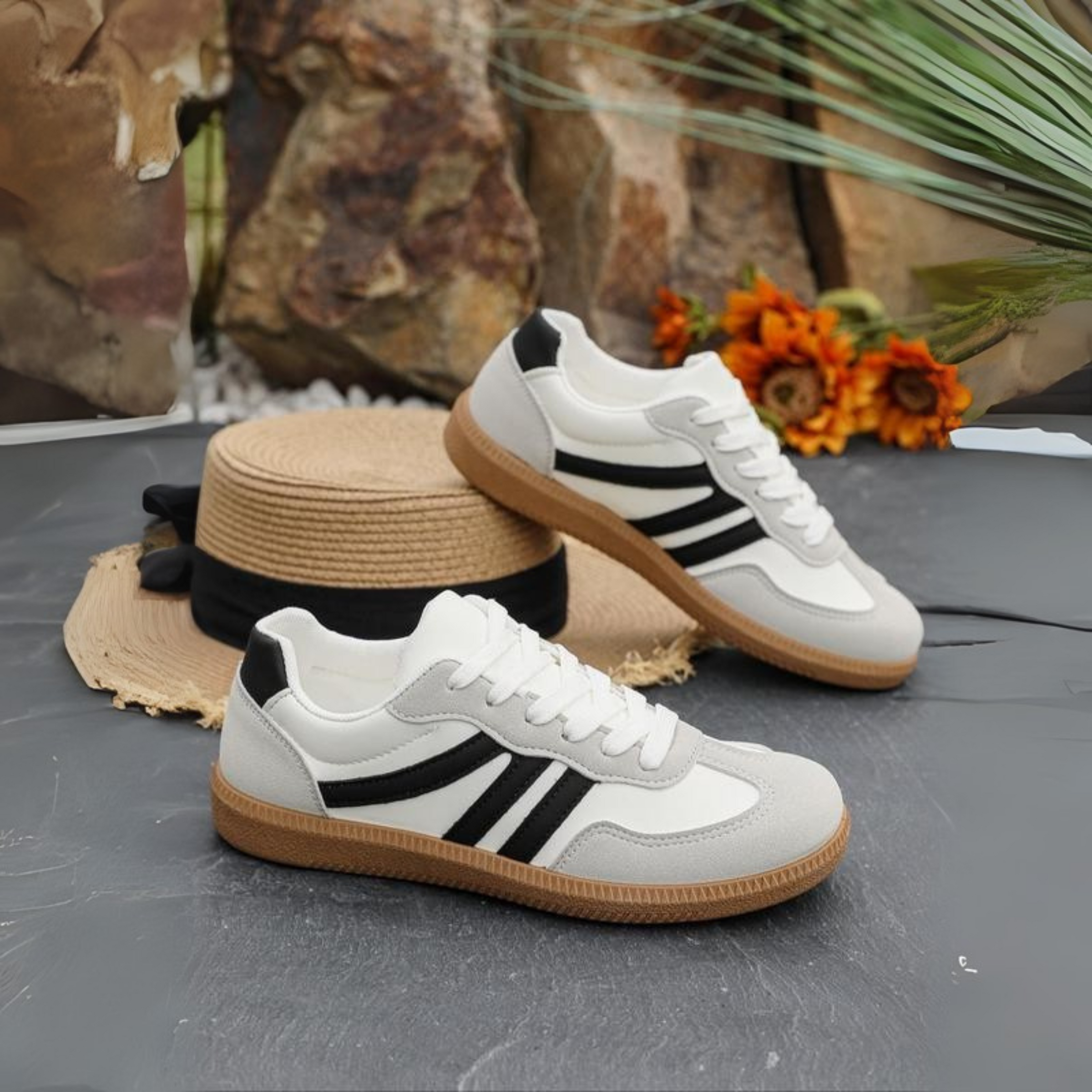 Fuche | Baskets femme confortables à lacets, antidérapantes pour la marche