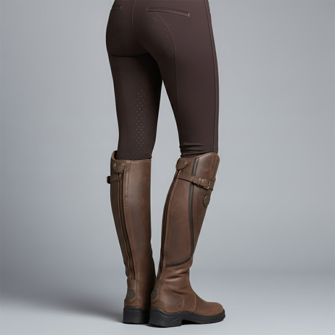 Bottes Cavalières Femme Hautes Imperméables à Enfiler