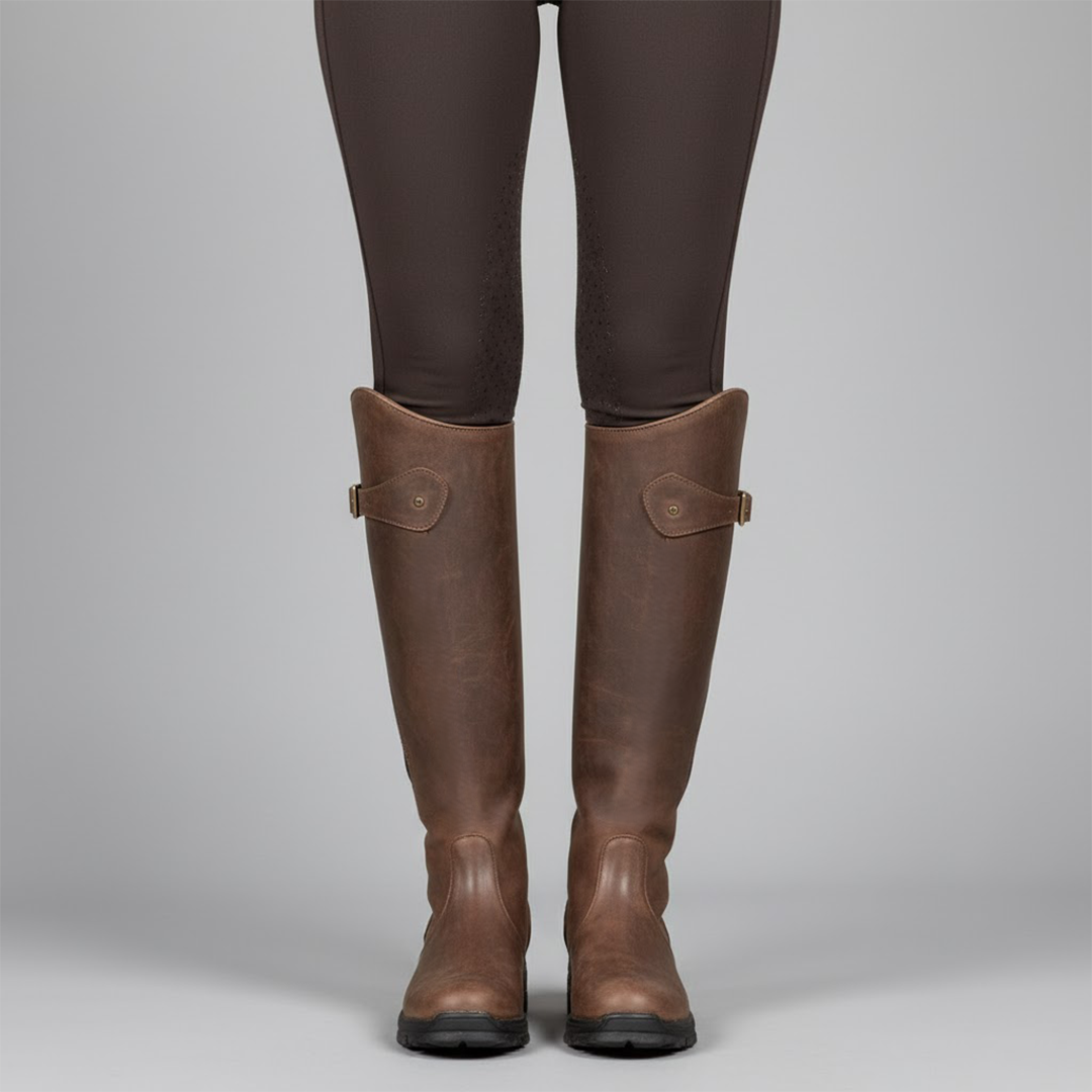 Bottes Cavalières Femme Hautes Imperméables à Enfiler