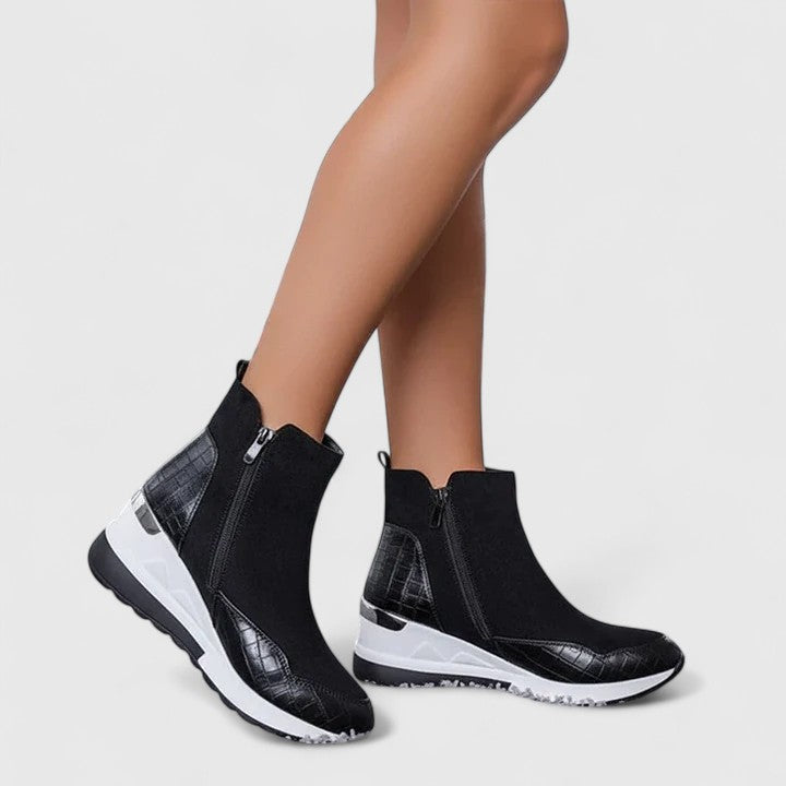 Maele | Bottes femme en suédine à fermeture éclair, antidérapantes pour la marche