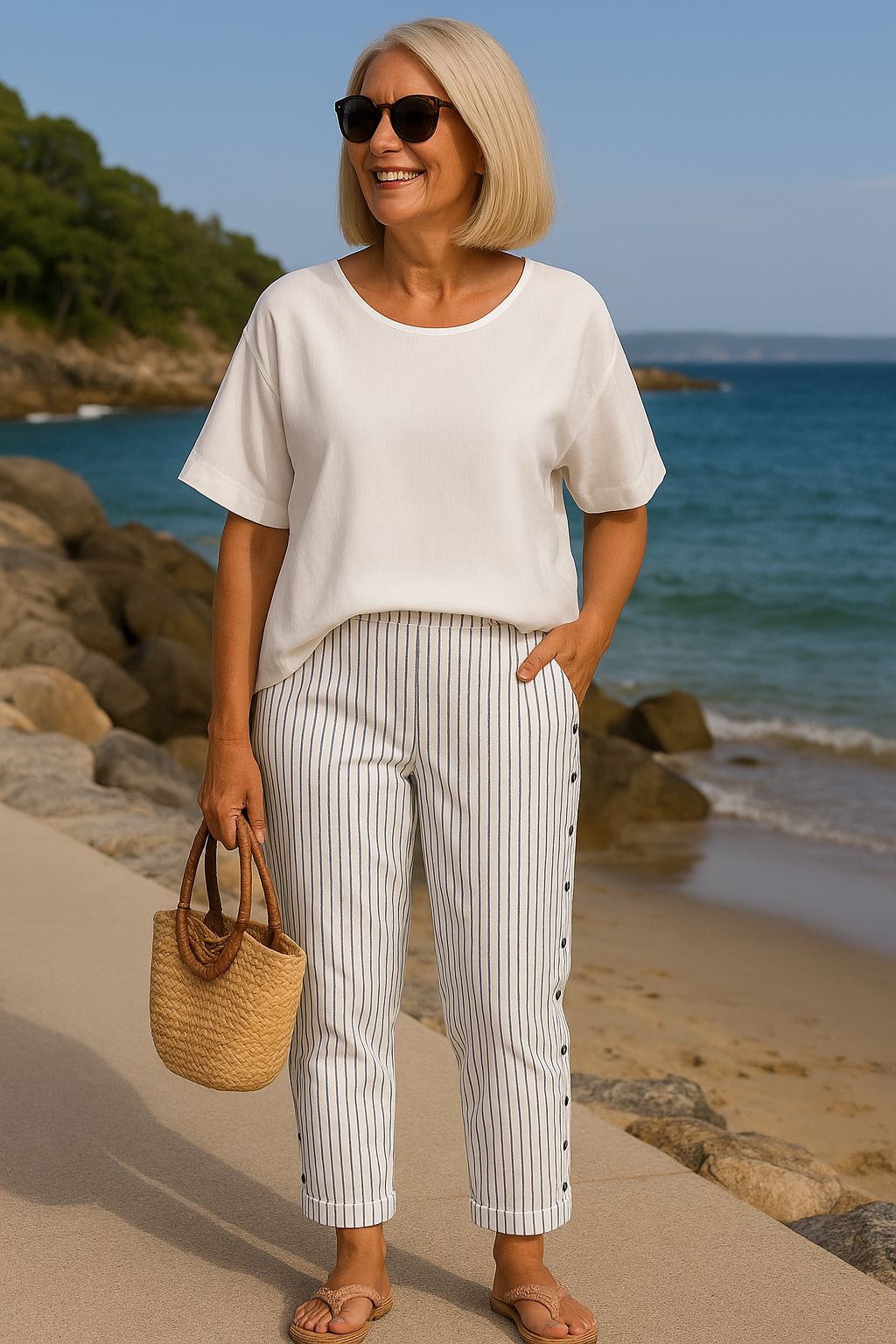 Florence | Pantalon femme confortable à taille élastique, poches profondes