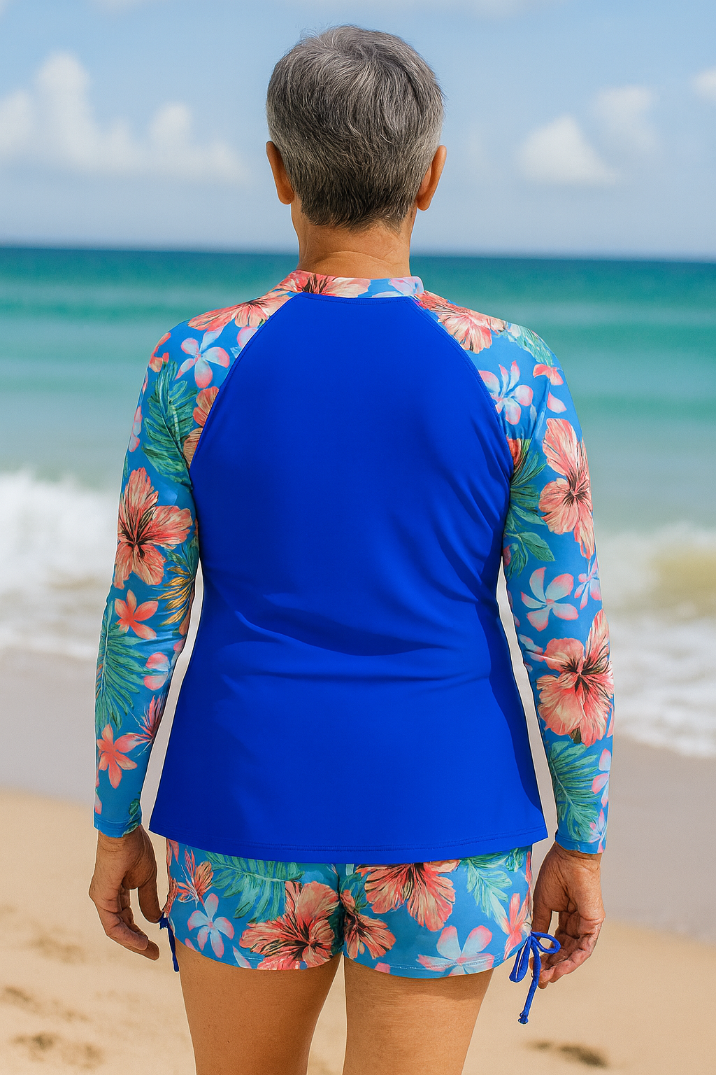 Solène | Maillot de bain femme anti-UV manches longues, respirant à motifs floraux