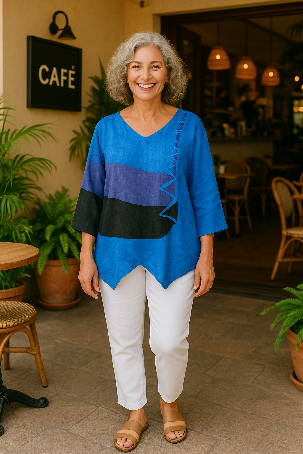 Delphine | Blouse femme col V fluide ample, style moderne toute la journée