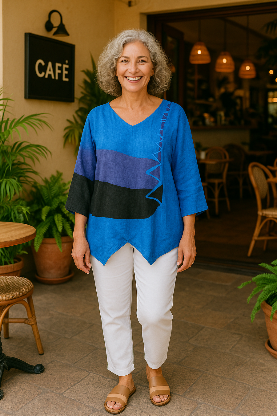 Delphine | Blouse femme col V fluide ample, style moderne toute la journée