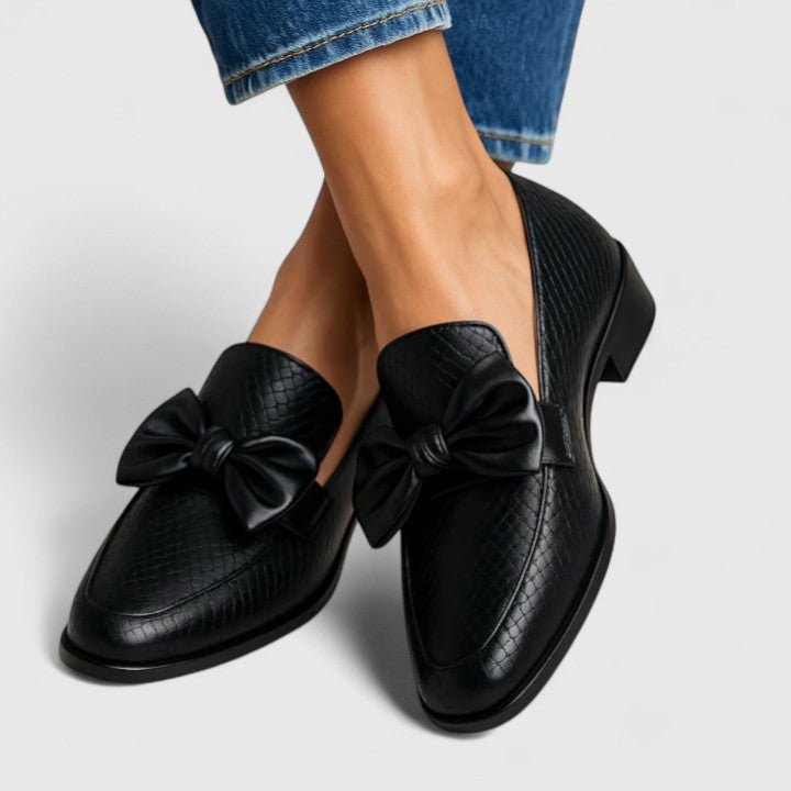 Églantine | Mocassins femme à enfiler en cuir texturé, semelle soutenante confortables