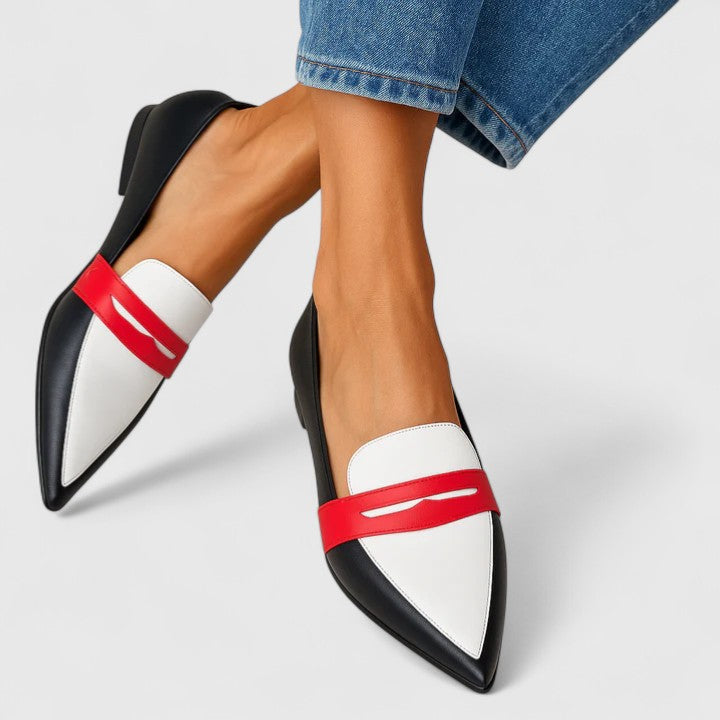 Lhyzeth | Mocassins femme en cuir souple à bout pointu, chics modernes et confortables