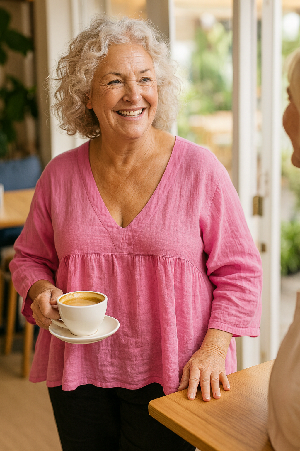 Loretta | Blouse femme en coton-lin à col V, légère au quotidien