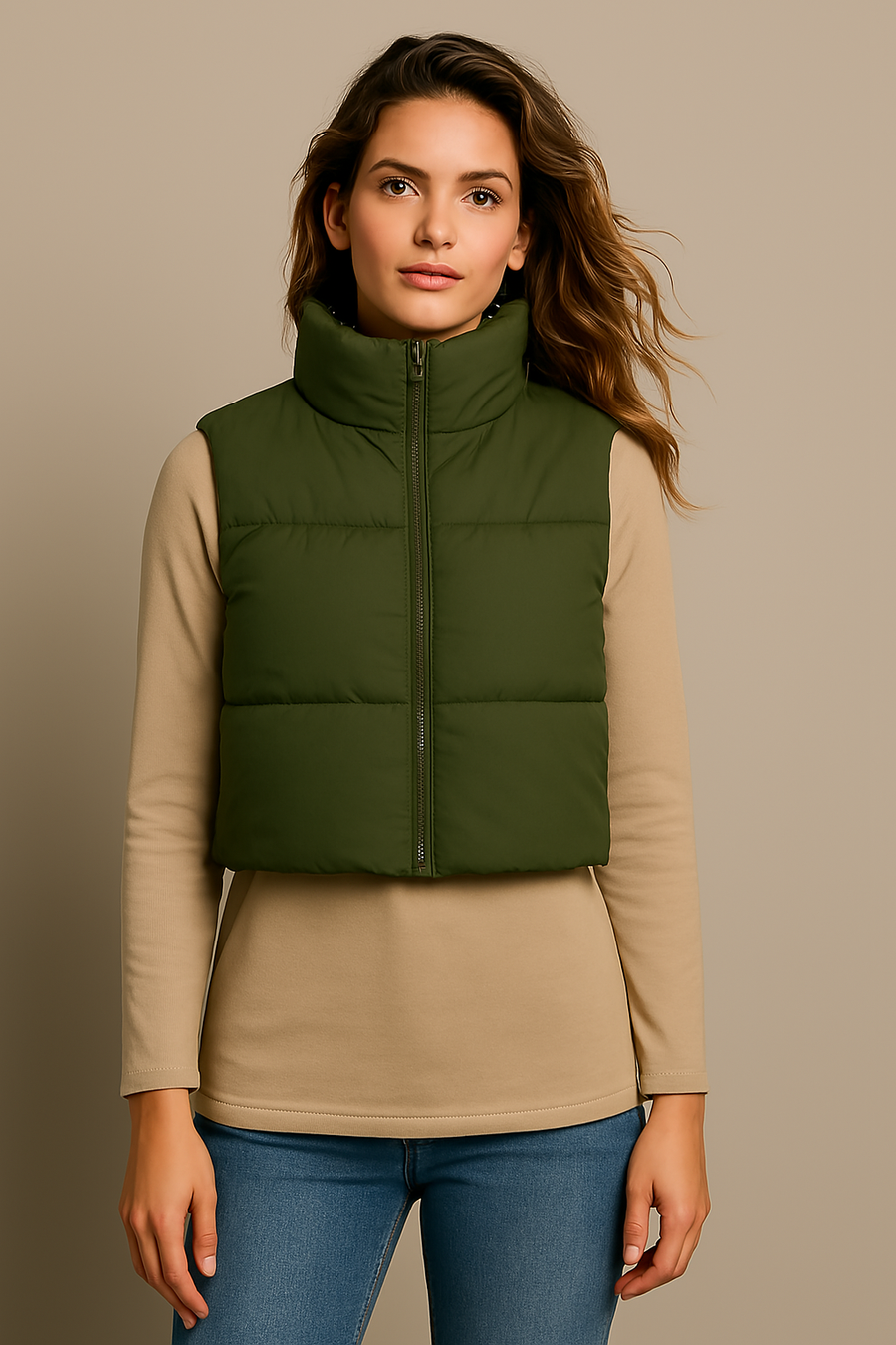 Tova | Gilet thermique femme zippé à col haut, léger et chaud