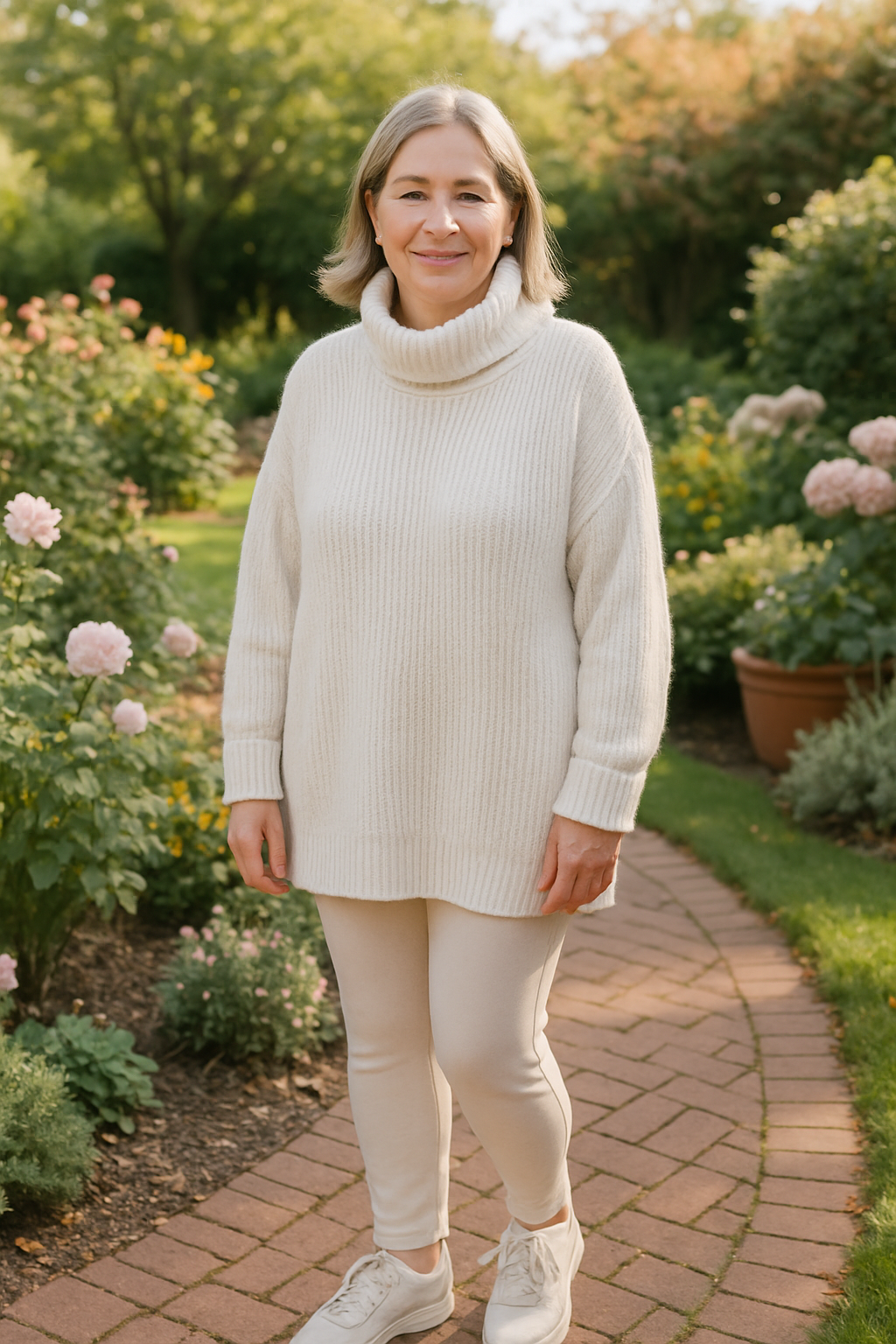Rowena | Robe pull femme col roulé chaude en maille douce, sans compression