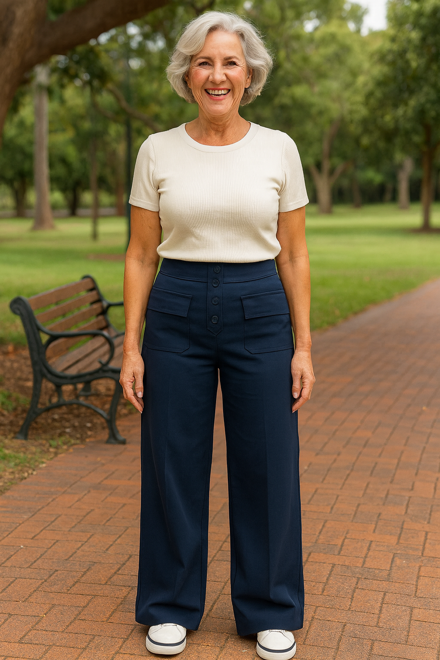 Marjorie | Pantalon femme taille haute extensible, anti-bouloche confortable