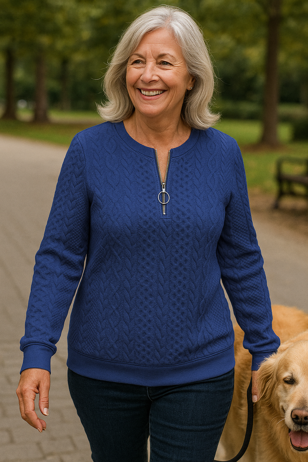 Nestelle | Pull femme en maille torsadée à zip, confortable et élégant